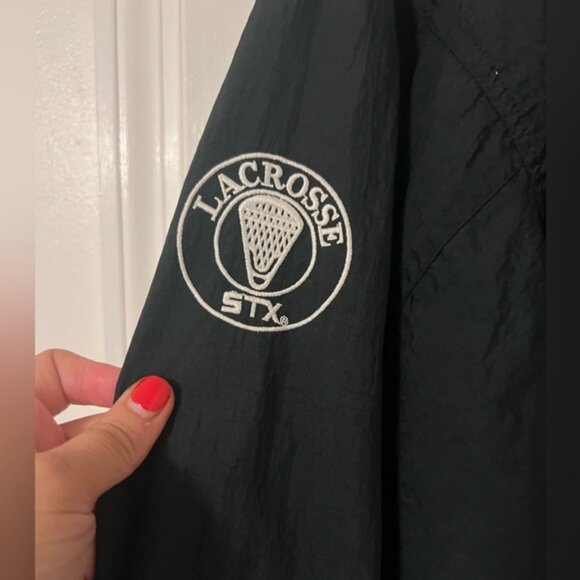 Vintage STX Lacrosse Jacket Black Mens SizeXL Anorak Coat zipped pockets - Picture 12 of 15